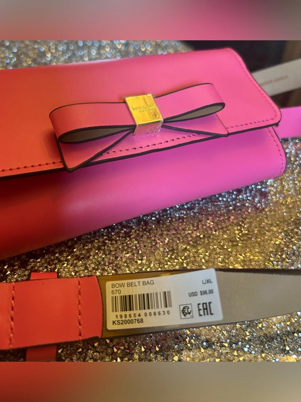 Hot PinkKate Spade Women's Bow Belt Bag with Gold Detail